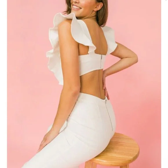 Bella and Bloom white open back Jumpsuit - Picture 4 of 6